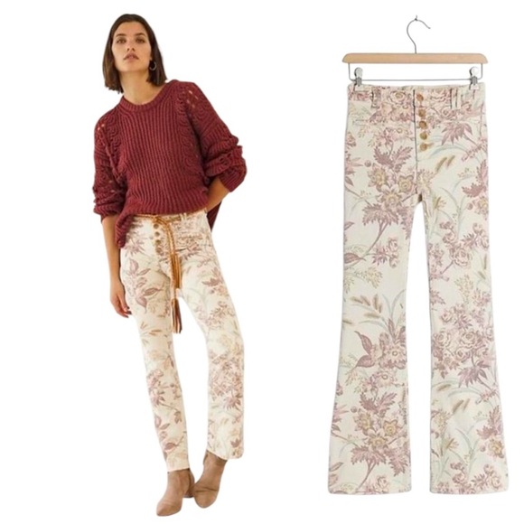 Pilcro & The Letterpress Anthropologie Floral Trouser Bootcut - Picture 1 of 9